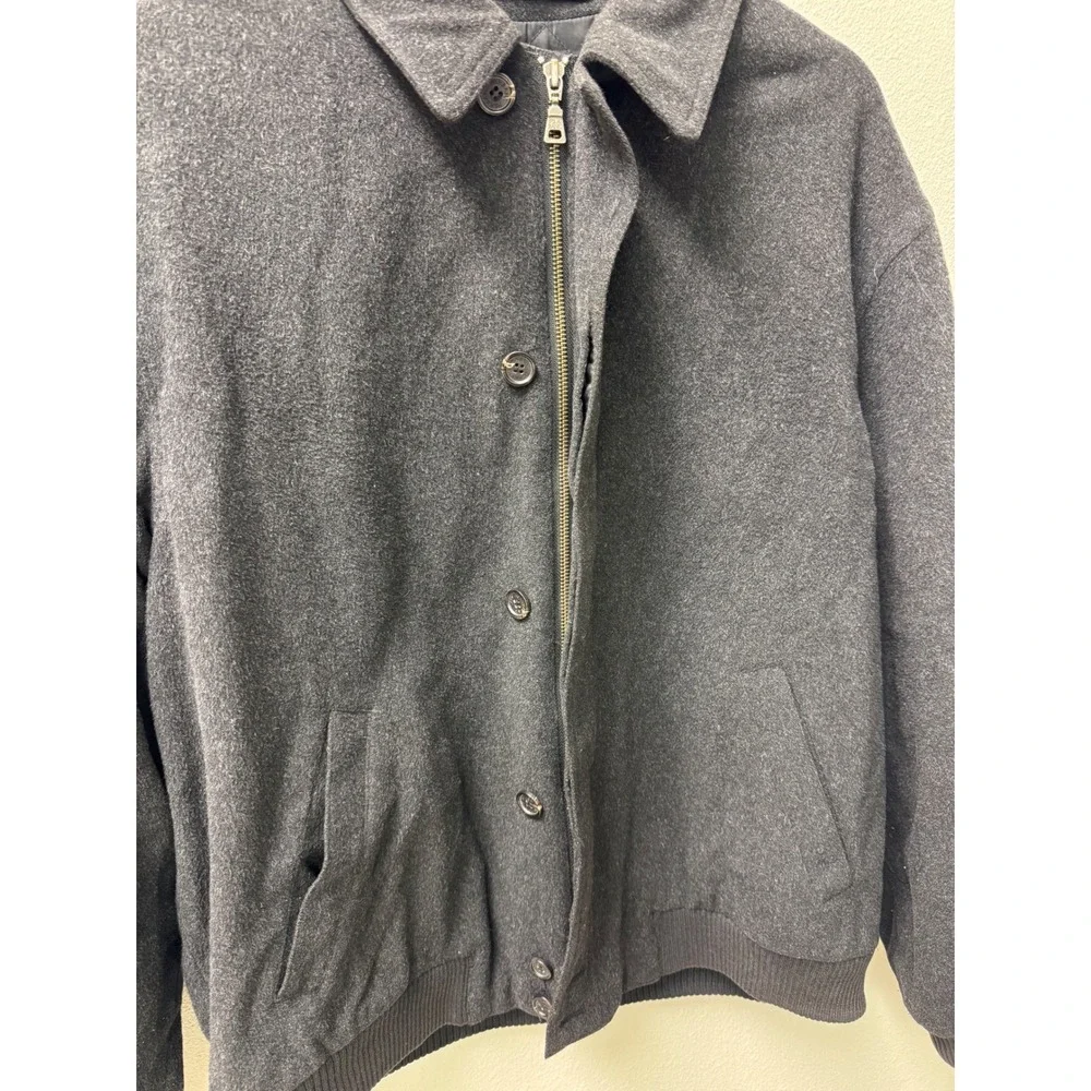 Jos A Bank Mens Wool Blend Jacket Small Gray Coat Bomber Style